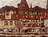 Egon Schiele House with Drying Laundry painting